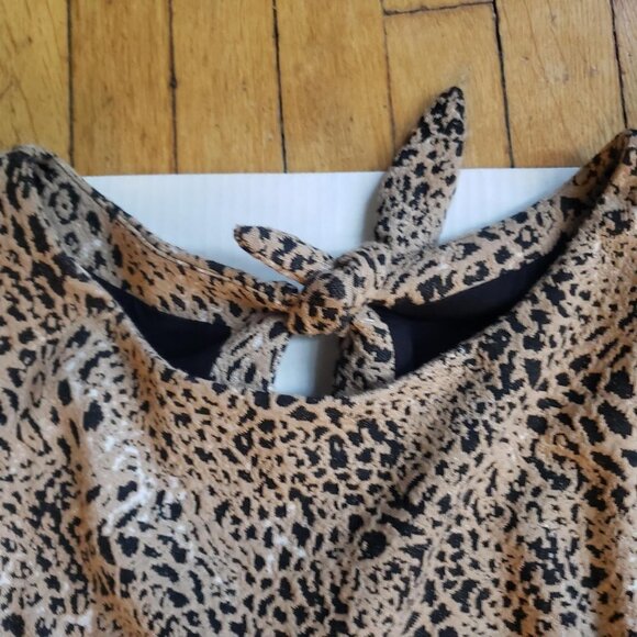 Anthropologie MAEVE PUFF SLEEVES ANIMAL PRINT CUT OUT MINI DRESS SIZE 14 - Picture 13 of 16